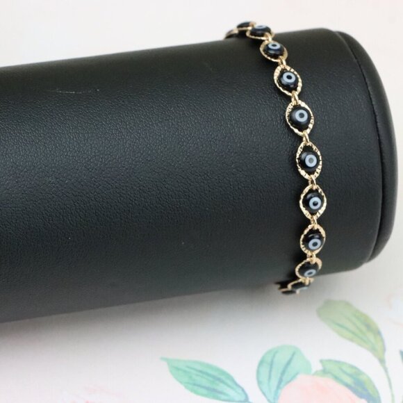 "Evil Eye Rose Gold Bracelet with Adjustable Chain - Elegant Design, XPBL0822 - Picture 8 of 13